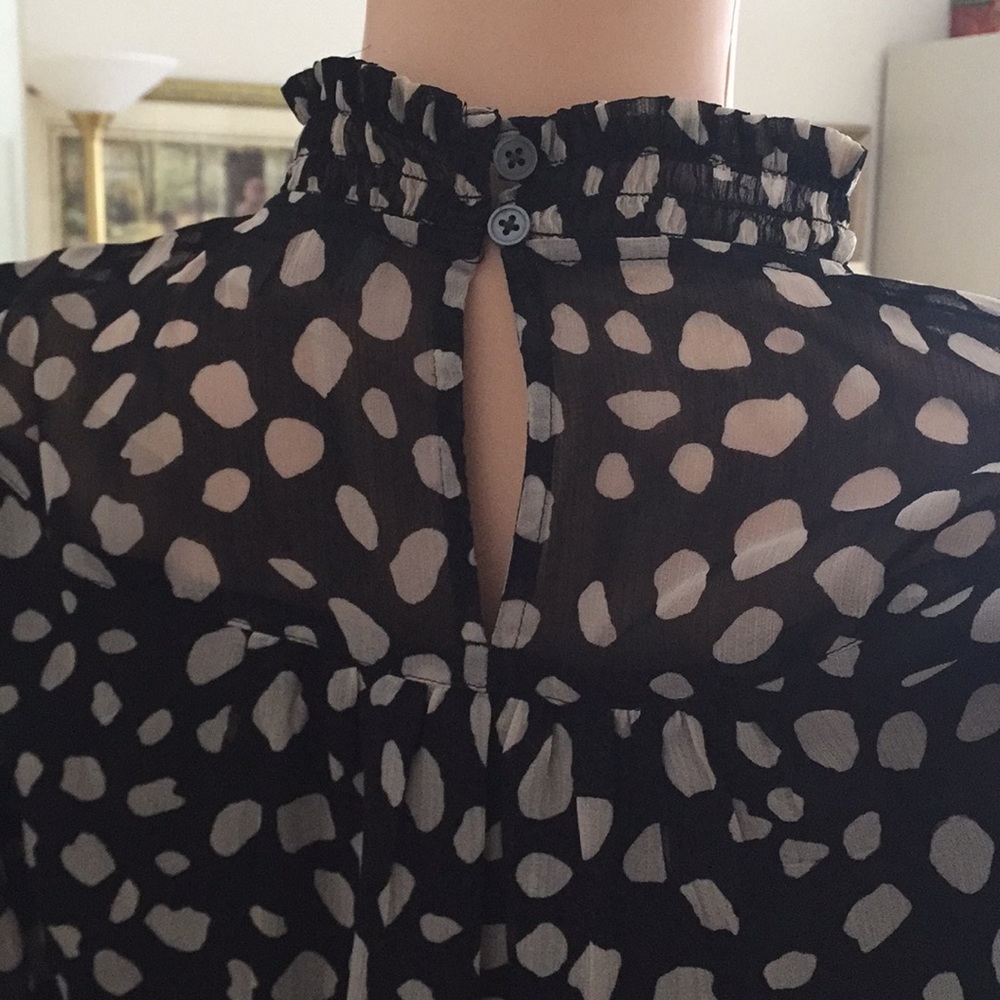 Vintage Loft Black Silver Pattern Polyester Blouse - image 7